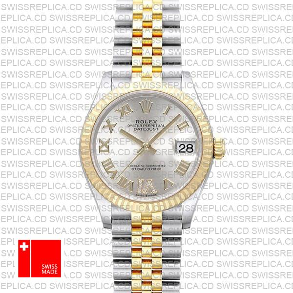 Rolex Datejust 31mm 2-tone Jubilee 18k Yellow Gold/904l Steel Fluted Bezel Silver Roman Dial Ref. 278273 Swiss Replica Superclone