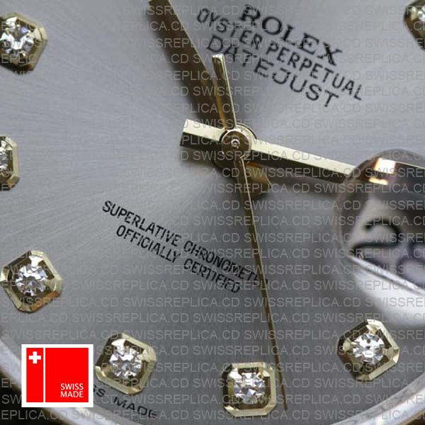 Rolex Datejust 36mm 2-Tone Jubilee 18k Yellow Gold/904l Steel Fluted Bezel Silver Diamond Dial Ref. 116233 Swiss Made Replica Super Clone