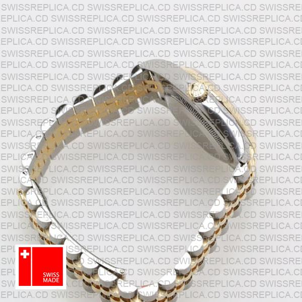Rolex Datejust 36mm 2-Tone Jubilee 18k Yellow Gold/904l Steel Fluted Bezel Silver Diamond Dial Ref. 116233 Swiss Made Replica Super Clone