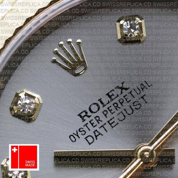 Rolex Datejust 36mm 2-Tone Jubilee 18k Yellow Gold/904l Steel Fluted Bezel Silver Diamond Dial Ref. 116233 Swiss Made Replica Super Clone