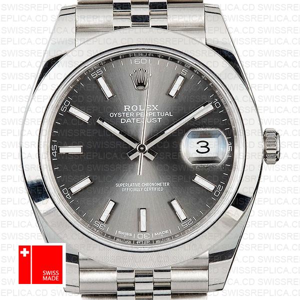 Rolex Datejust 41 Dark Rhodium Jubilee Grey Dial | Swiss Replica Watch