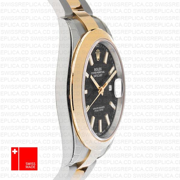 Rolex Datejust 41 2-Tone with Black Dial, Gold Bezel Swiss Replica Watch