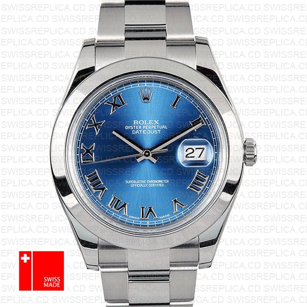 Rolex Datejust Ii Steel Blue Dial Roman Markers 41mm 116300