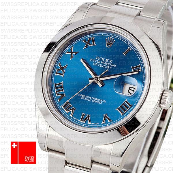 Rolex Datejust Ii Steel Blue Dial Roman Markers 41mm 116300