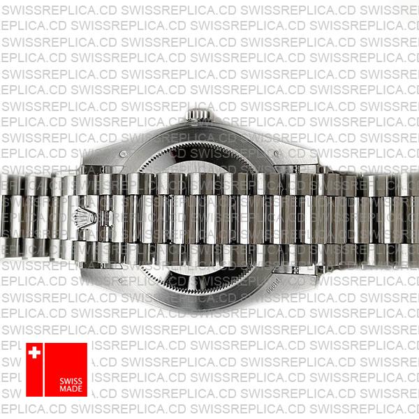 Rolex Day-date 40 Solid 904l Steel Platinum Wrap Gold Blue Dial Roman Markers Fluted Bezel 40mm Ref.228236 Swiss Made Replica Super Clone