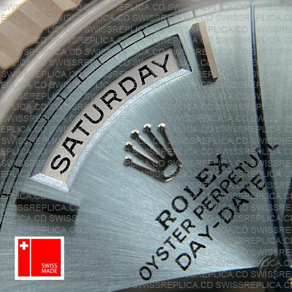 Rolex Day-date 40 Solid 904l Steel Platinum Wrap Gold Blue Dial Roman Markers Fluted Bezel 40mm Ref.228236 Swiss Made Replica Super Clone