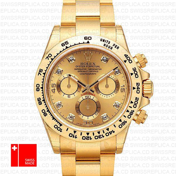 Rolex Cosmograph Daytona 18k Yellow Gold Wrapped 904l Steel Diamond Gold Dial 40mm Ref:116508 Swiss Replica Watch