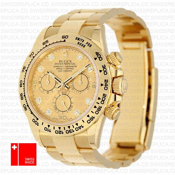 Rolex Cosmograph Daytona 18k Yellow Gold Wrapped 904l Steel Diamond Gold Dial 40mm Ref:116508 Swiss Replica Watch