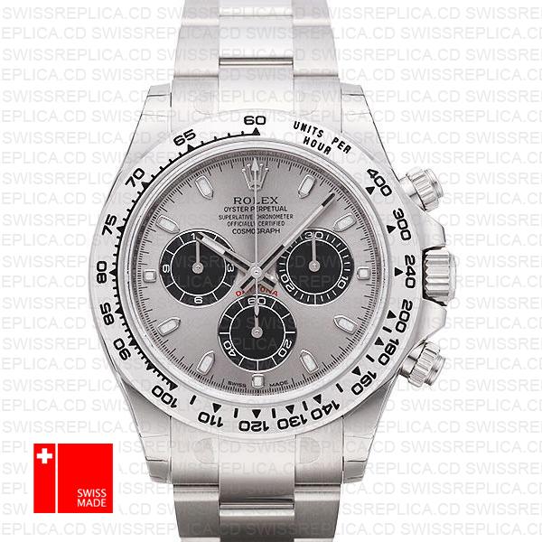 Rolex Daytona 18k White Gold Steel Dial 40mm 116509