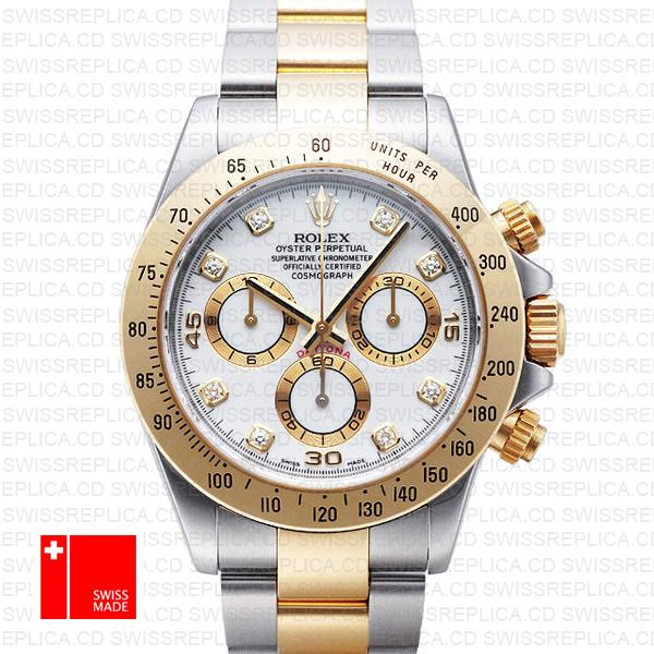 Rolex Daytona 2 Tone White Mop Diamonds 40mm 116523 Swiss Replica