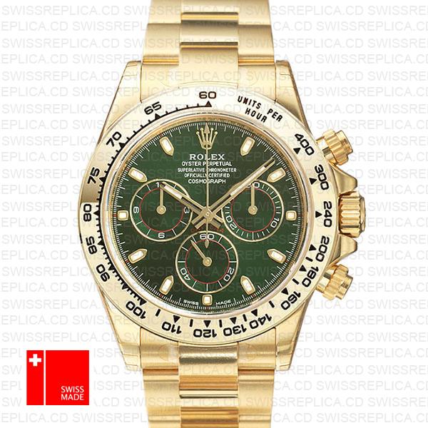 Rolex Daytona 2016 Yellow Gold Green 116508 40mm Swiss Replica