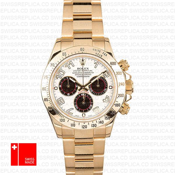 Rolex Daytona Gold White Panda Dial Arabic Markers 116528 Swiss Replica