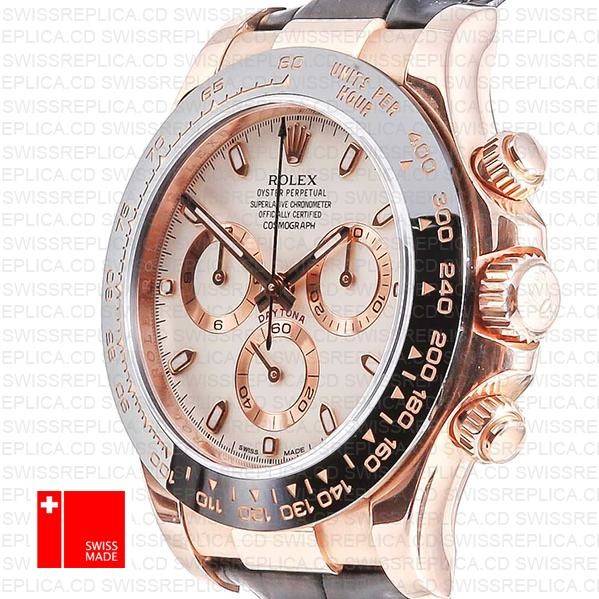 Rolex Daytona Leather Rose Gold Ivory Ceramic 40mm
