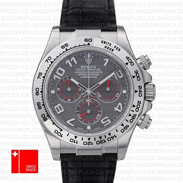 Rolex Daytona Leather Ss White Gold Grey Arabic 40mm 116519