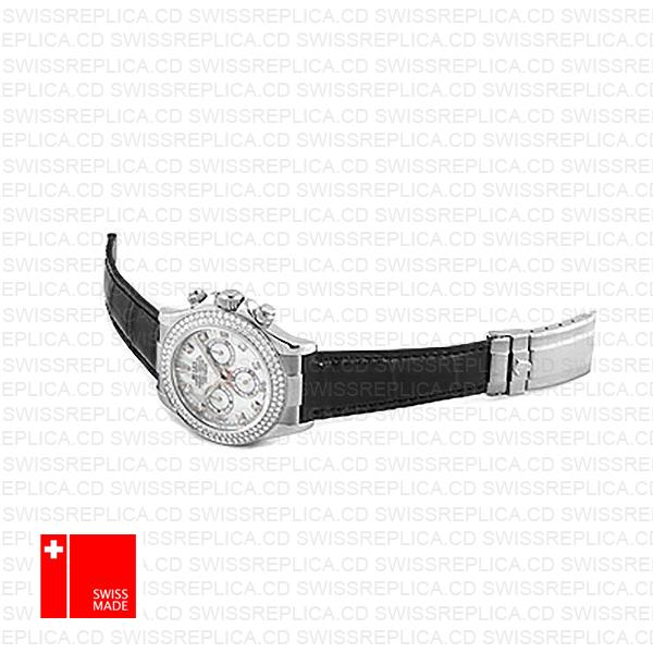 Rolex Daytona Leather White Gold White Mop Diamond Markers Bezel 116519 Swiss Replica 40mm