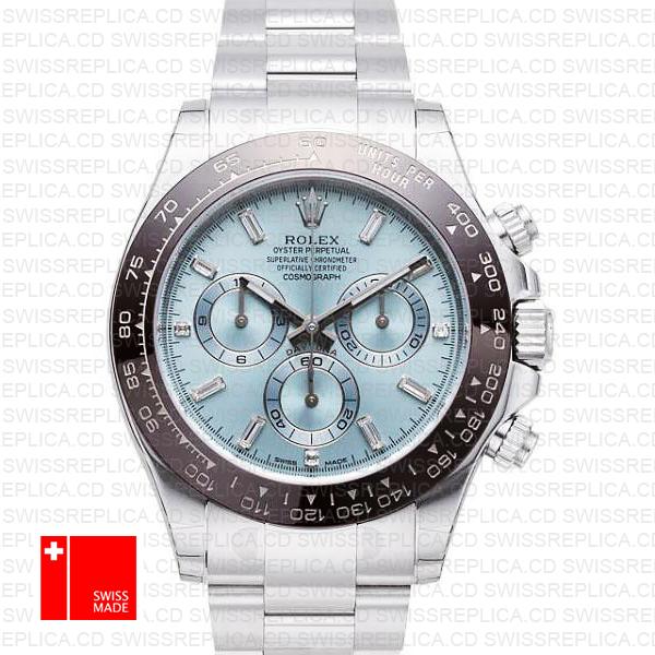 Rolex Daytona Platinum Ice Blue Diamond Markers Ceramic 116506 Swiss Replica