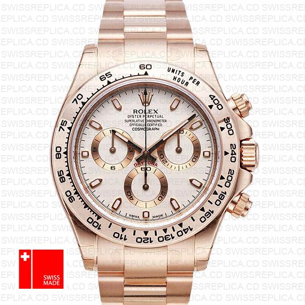 Rolex Daytona Rose Gold Ivory 116505 Swiss Replica