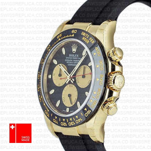 Rolex Daytona Rubber 18k Yellow Gold Ceramic Bezel Panda Black Dial 40mm 116518
