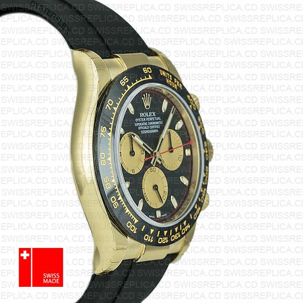 Rolex Daytona Rubber 18k Yellow Gold Ceramic Bezel Panda Black Dial 40mm 116518