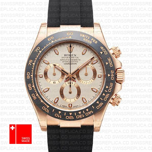 Rolex Daytona Rubber Rose Gold Ivory Ceramic 40mm