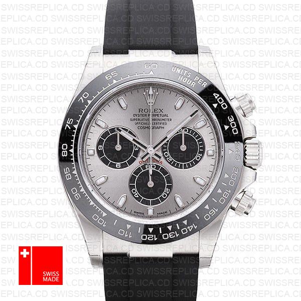 Rolex Daytona Rubber White Gold Silver Dial Ceramic Bezel 40mm 116519ln