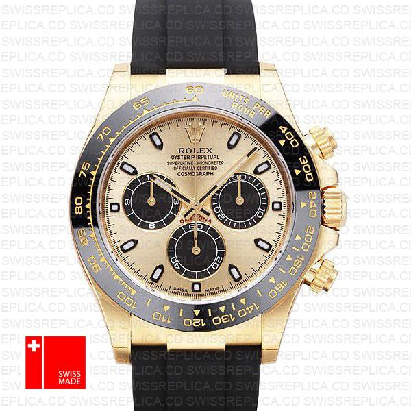 Rolex Daytona Rubber Yellow Gold Gold Dial Ceramic Bezel 40mm 116518ln