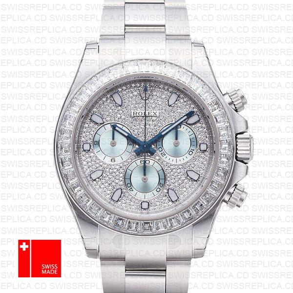 Rolex Daytona Ss Platinum Diamonds 50mm 116576 Swiss Replica