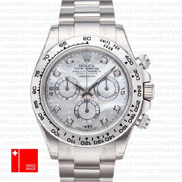 Rolex Daytona Ss White Gold Mop White Diamond 40mm 116509 Swiss Replica