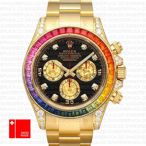 Rolex Daytona Yellow Gold Rainbow 40mm 116598 Replica