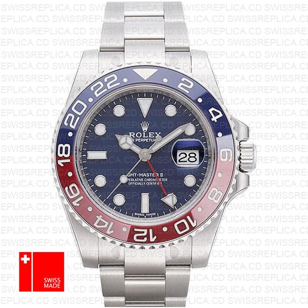 Rolex Gmt Master Ii 18k White Gold Pepsi Bezel Blue Dial126719blro 40mm Oyster Band