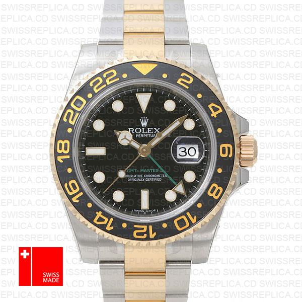 Rolex Gmt Master Ii 2 Tone Black Ceramic 40mm Oversized 116713