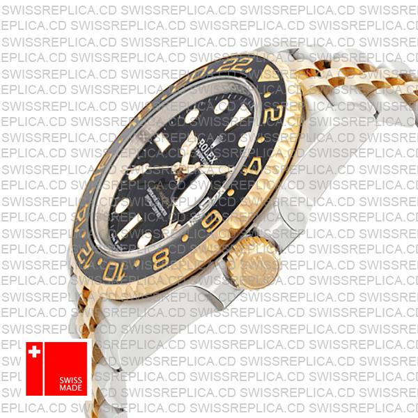 Rolex Gmt-master Ii Jubilee 2-tone 18k Yellow Gold/904l Steel Black Dial Ceramic Bezel 40mm Swiss Replica Watch 126713grnr