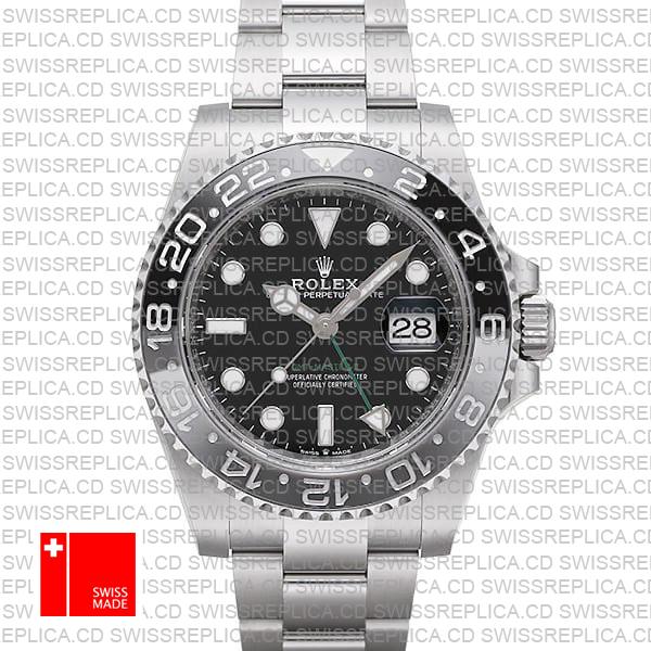 Rolex Gmt-master Ii Black/grey Ceramic Bezel 904l Steel Oyster Bracelet 40mm 126710grnr Swiss Made Replica Super Clone Watch