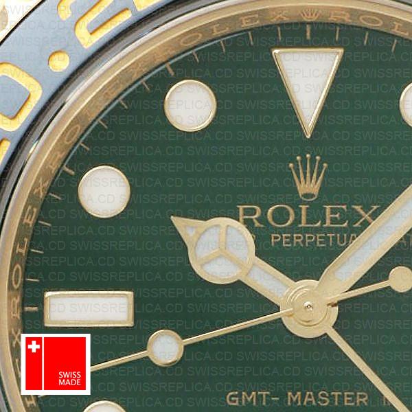 Rolex Gmt Master Ii Gold Green Ceramic 40mm Oversized 116718 Swiss Replica