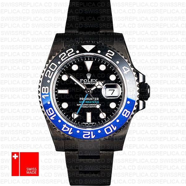 Rolex Gmt Master Ii Pro Hunter Dlc Blue Black Ceramic 40mm Oversized 116710 Replica