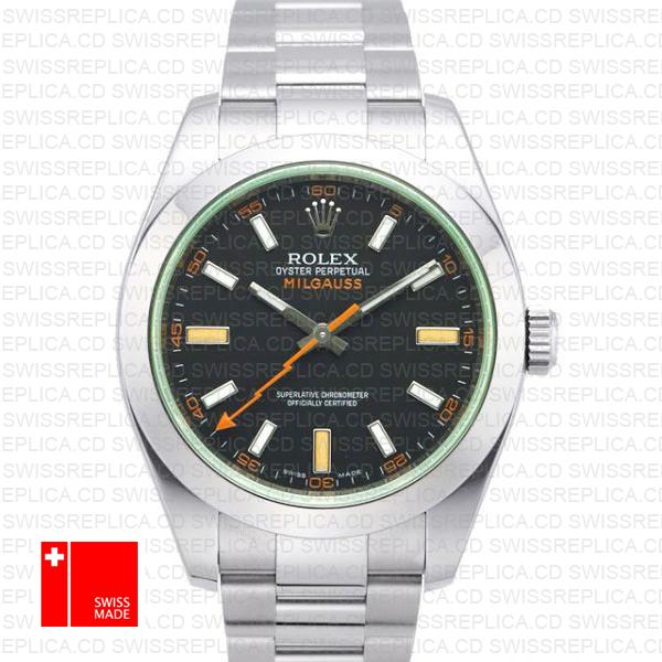 Rolex Milgauss Black Dial Green Crystal 40mm 116400 Swiss Replica