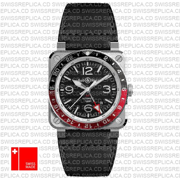 Bell & Ross Br03-93 Gmt Black And Red Bezel Steel Swiss Replica