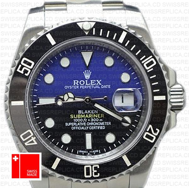 Rolex Submariner Blaken D Blue Dial Black Ceramic Bezel Steel