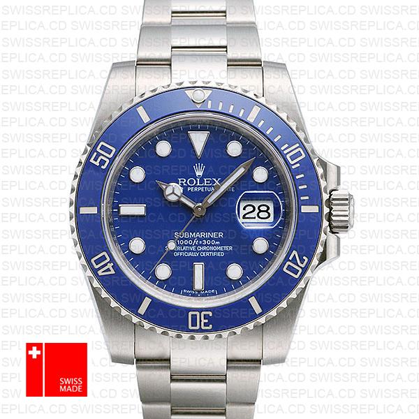 Rolex Submariner 18k White Gold Blue Ceramic 40mm 116619