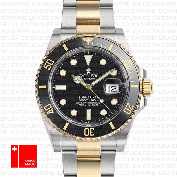 Rolex Submariner 41mm 2tone 904l Steel 18k Yellow Gold Wrap Black Dial Ceramic Bezel 126613ln Swiss Replica Watch