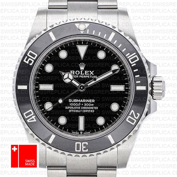 Rolex Submariner 41mm 904l Steel No Date Black Dial Ceramic Bezel 124060  Swiss Replica Watch