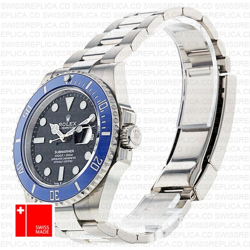 Rolex Submariner 41mm 904l Steel 18k White Gold Wrap Black Dial Blue Ceramic Bezel 126619lb Swiss Replica Watch