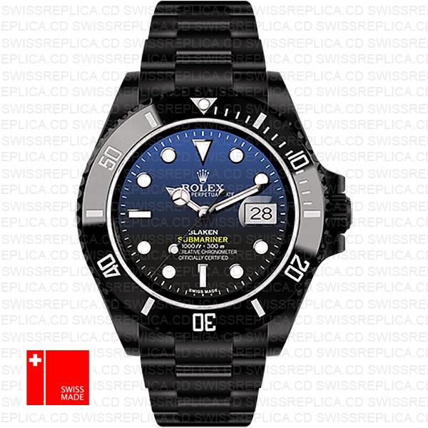 Rolex Submariner Blaken D Blue Dial Dlc Black Ceramic Bezel