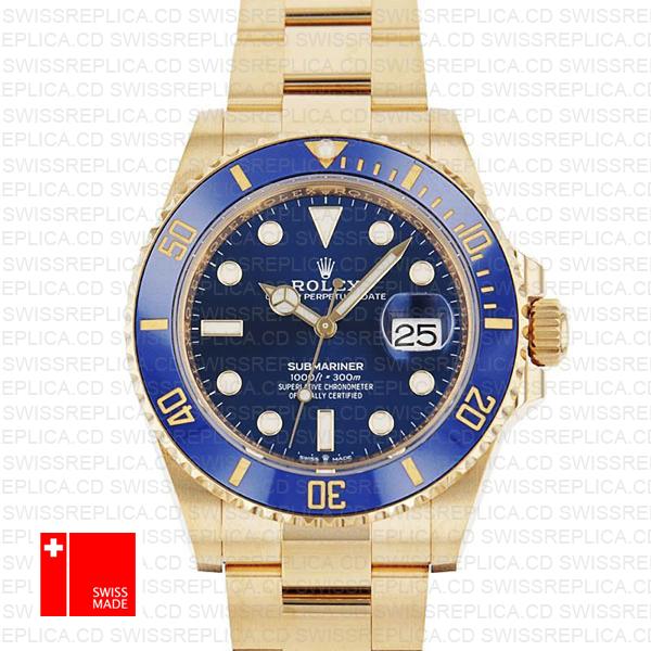 Rolex Submariner 41mm 18k Yellow Gold Wrap 904l Steel Black Dial Ceramic Bezel 126618lb Swiss Replica Watch