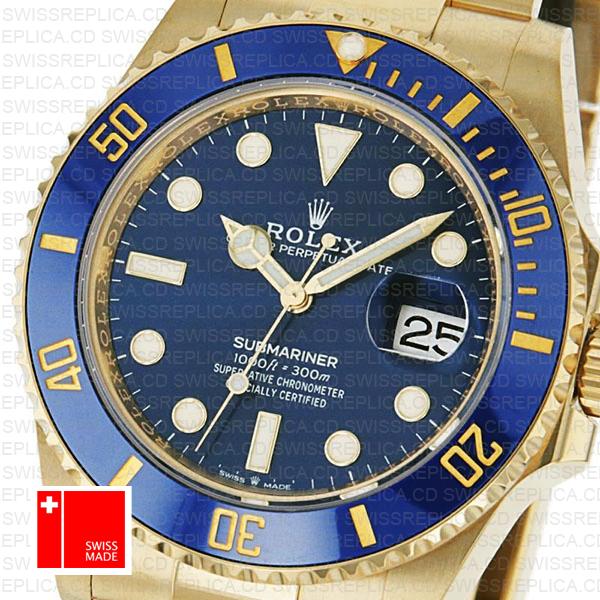 Rolex Submariner 41mm 18k Yellow Gold Wrap 904l Steel Black Dial Ceramic Bezel 126618lb Swiss Replica Watch