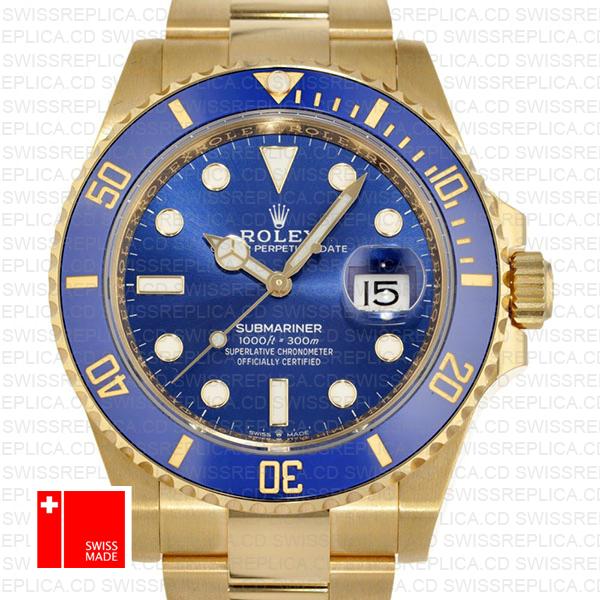 Rolex Submariner 41mm 18k Yellow Gold Wrap 904l Steel Black Dial Ceramic Bezel 126618lb Swiss Replica Watch