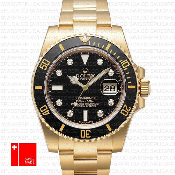 Rolex Submariner Gold Black Diamonds Ceramic 40mm 116618