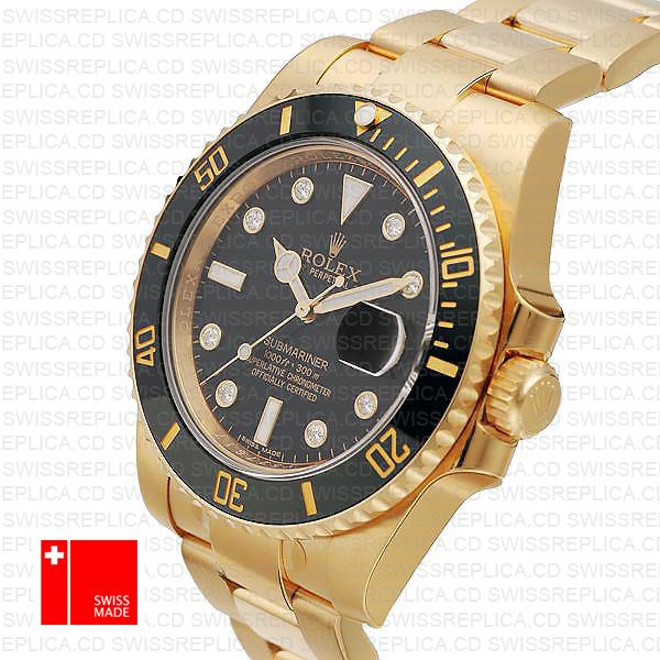 Rolex Submariner Gold Black Diamonds Ceramic 40mm 116618