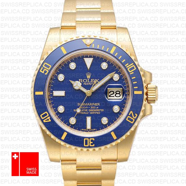 Rolex Submariner Gold Blue Diamonds Ceramic 40mm 116618