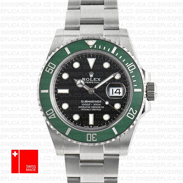 Rolex Submariner Kermit 41mm Green Ceramic Bezel 904l Steel 126610lv Swiss Replica